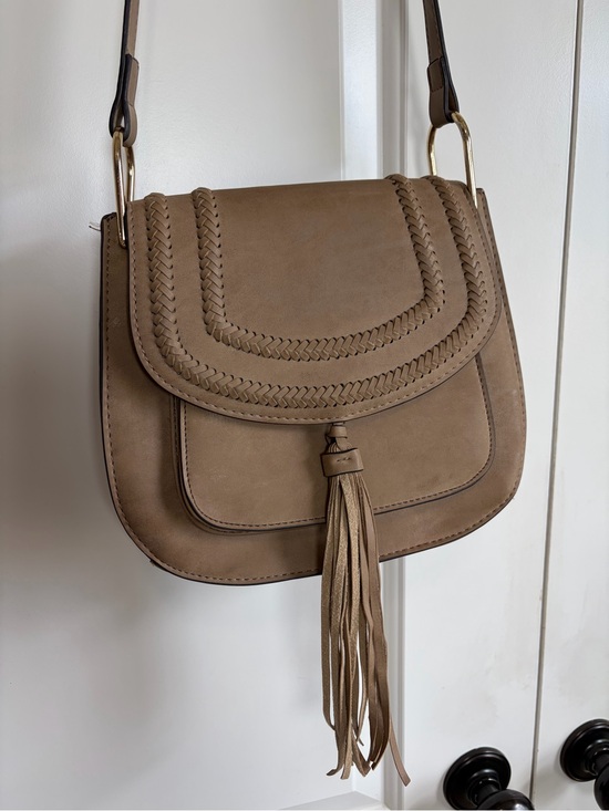 Franco Sarto Handbags - Franco Sarto Cross Body Rex
Saddle Fringe Western Boho Bag
Tan Metal Accents